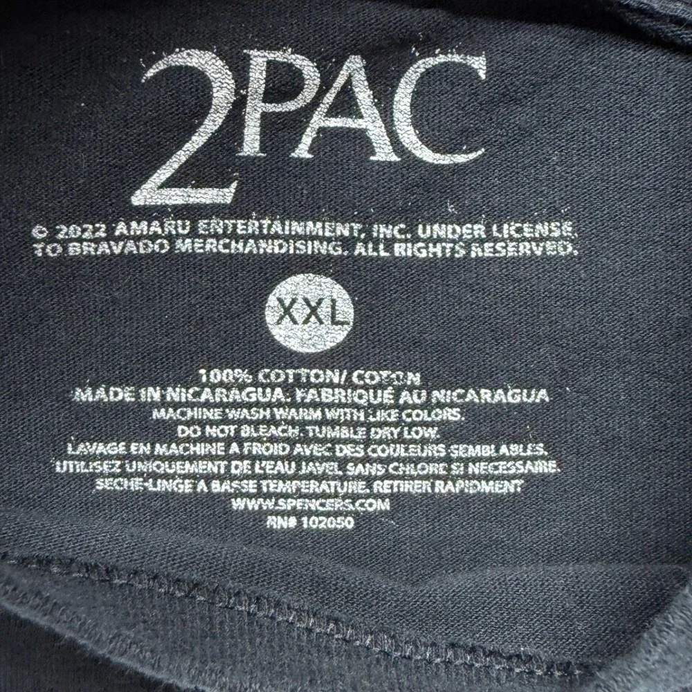 2Pac Tupac Shakur Graphic T-Shirt Black XXL Bandana Photo Print Rap Tee